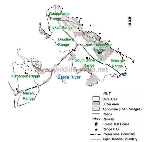 Dudhwa Wildlife Map 