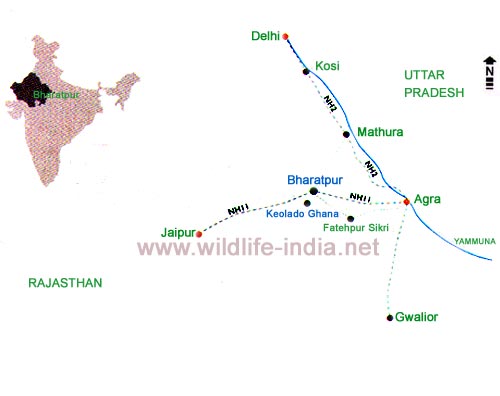 Map of Bharatpur Bird Sanctuary